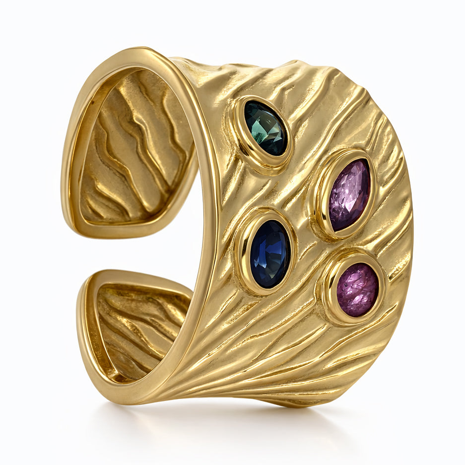 Anello - 18 carati Oro giallo - 0.44ct. tw. Zaffiro - Rubino