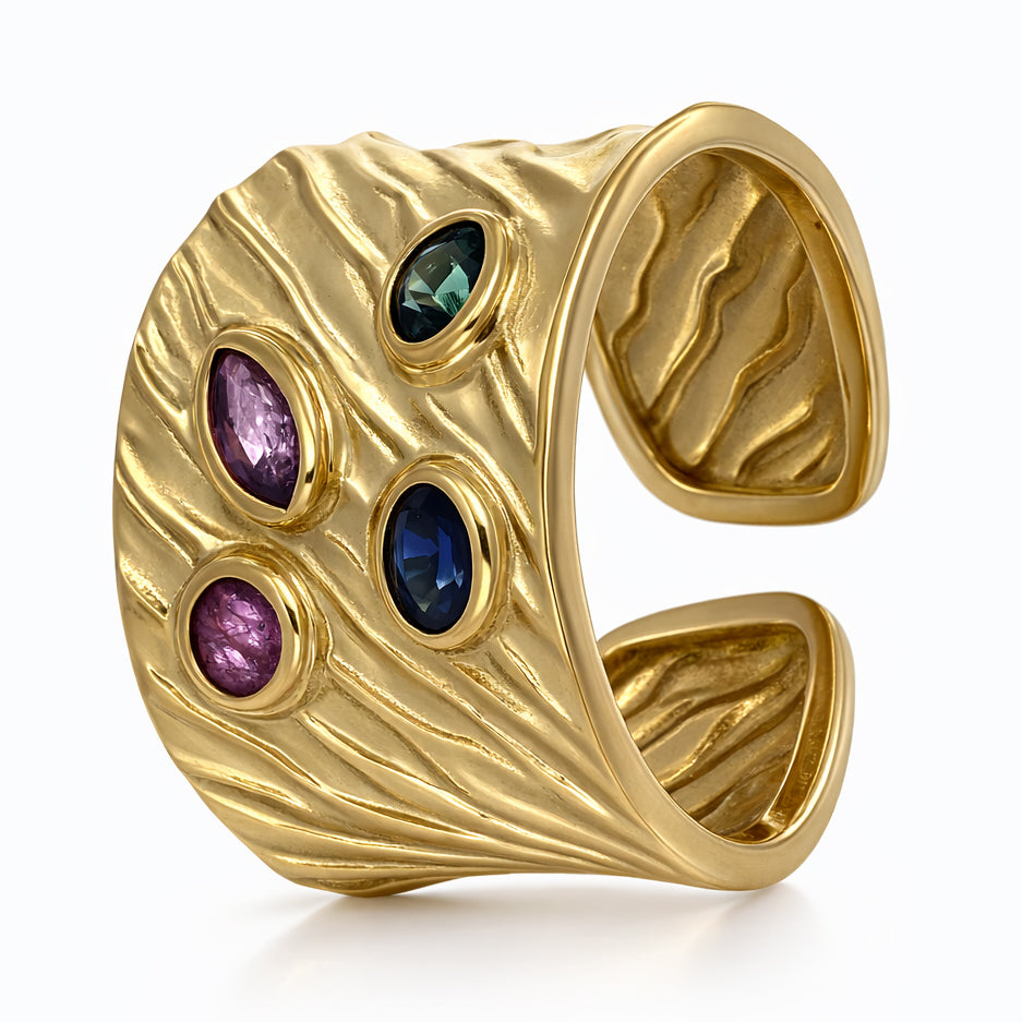 Anello - 18 carati Oro giallo - 0.44ct. tw. Zaffiro - Rubino