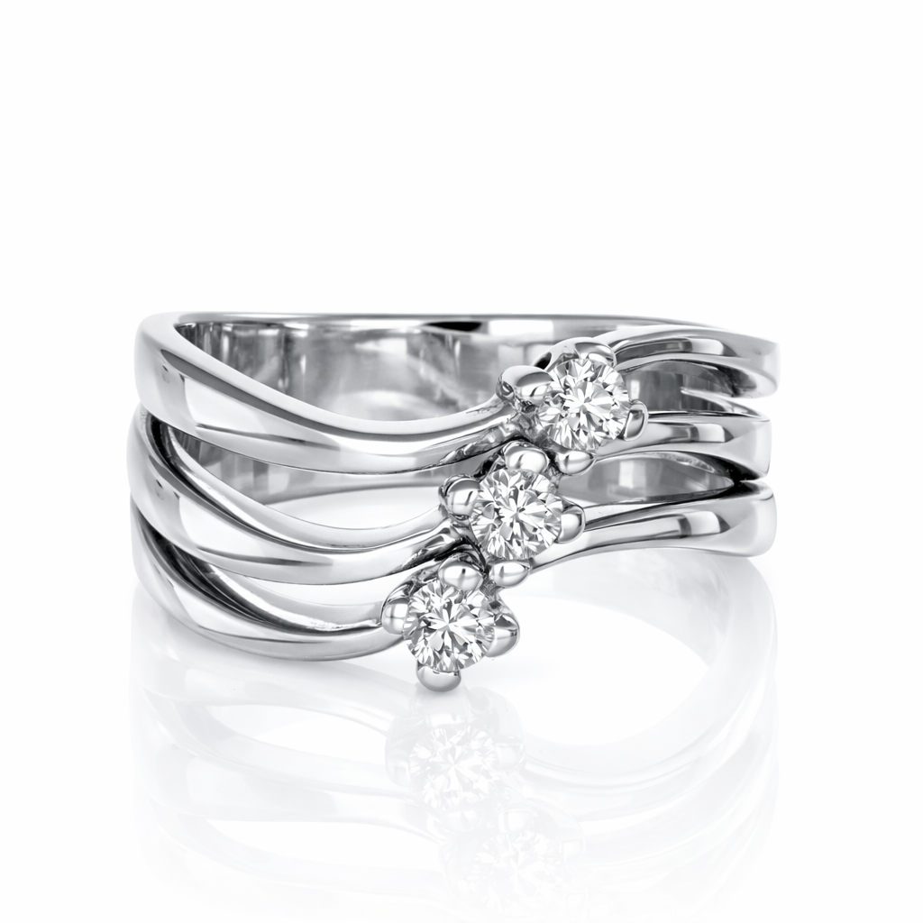 Anello - 18 carati Oro bianco - 0.18ct. tw. Diamante (Naturale)