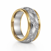 Anello - 18 carati Oro bianco, Oro giallo - 0.18ct. tw. Diamante (Naturale)