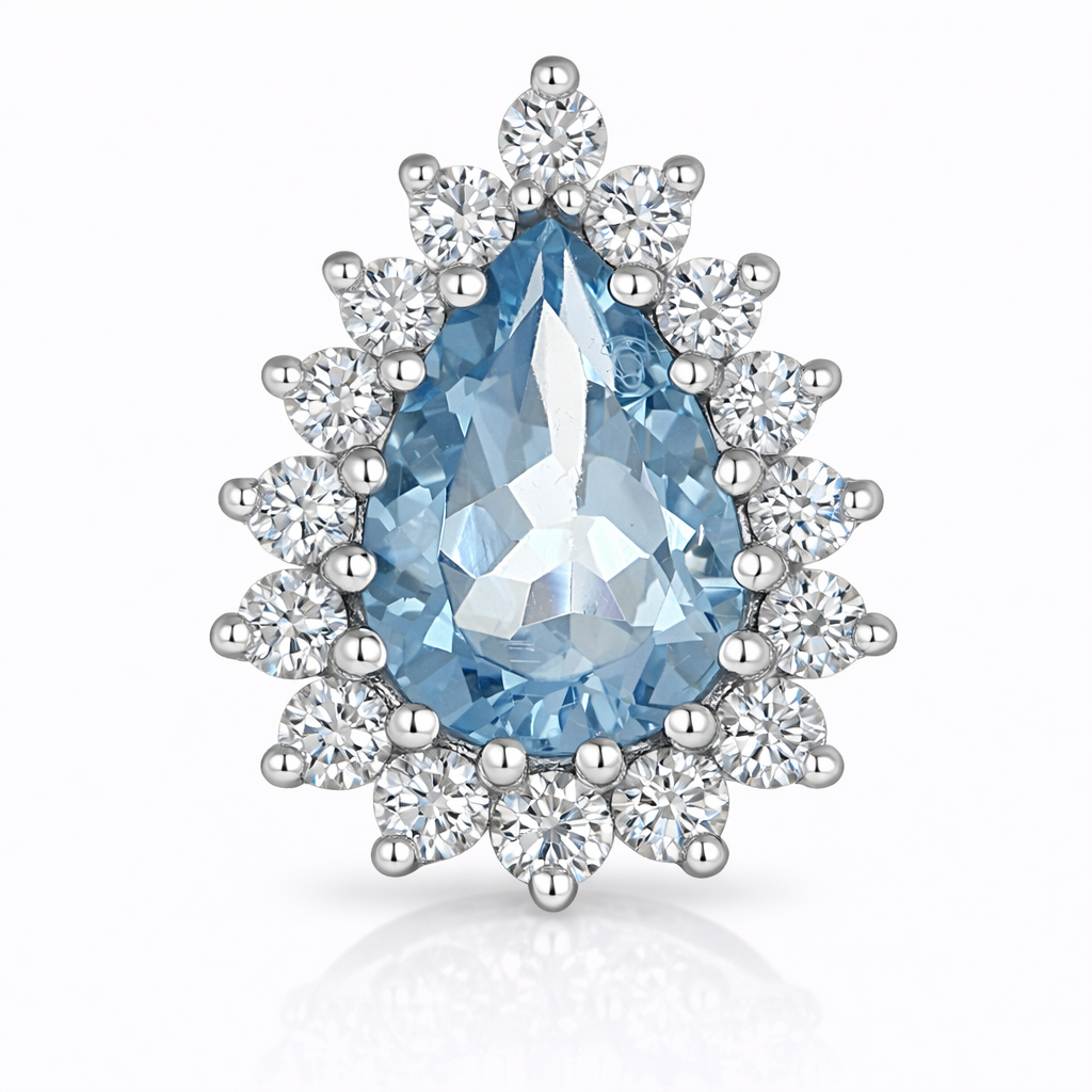 Orecchini - 18 carati Oro bianco - 1.60ct. tw. Acquamarina - Diamante