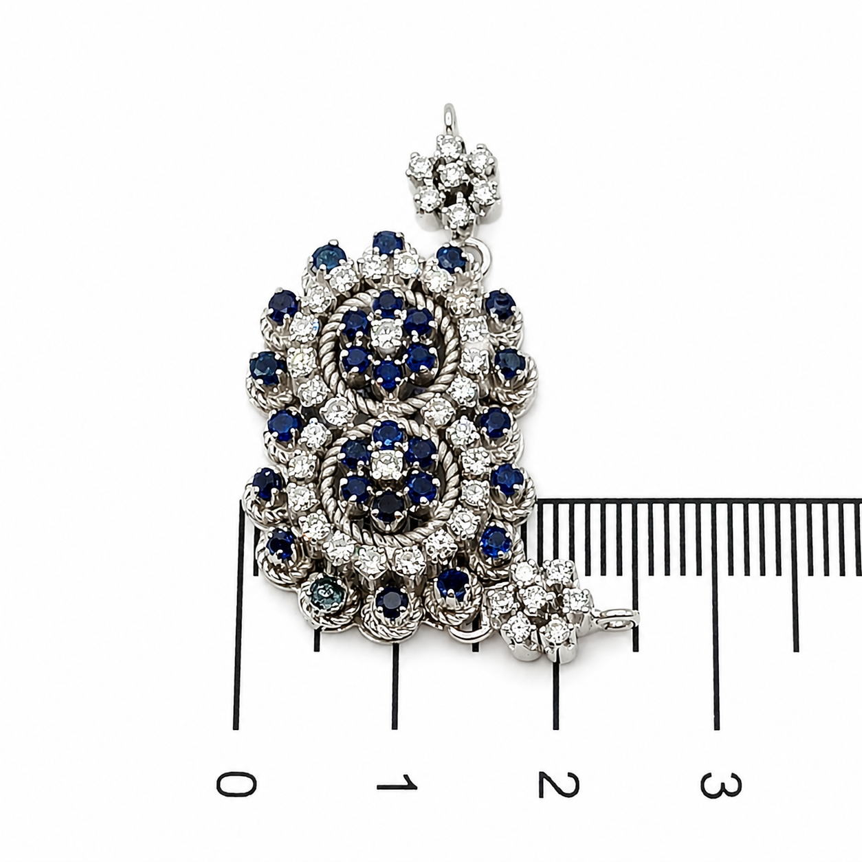 Chiusura per collana - 18 carati Oro bianco - 2.10ct. tw. Zaffiro - Diamante - Made in Italy - Handmade