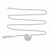 Collana con ciondolo - 18 carati Oro bianco, Perla Akoya - 0.18ct. tw. Acquamarina - Diamante - Made in Italy - Sishei
