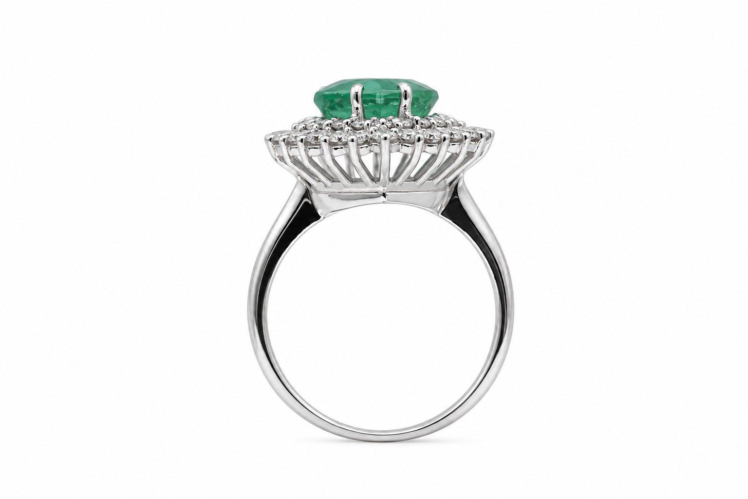 Anello - 18 carati Oro bianco - 3.70ct. tw. Smeraldo - Diamante