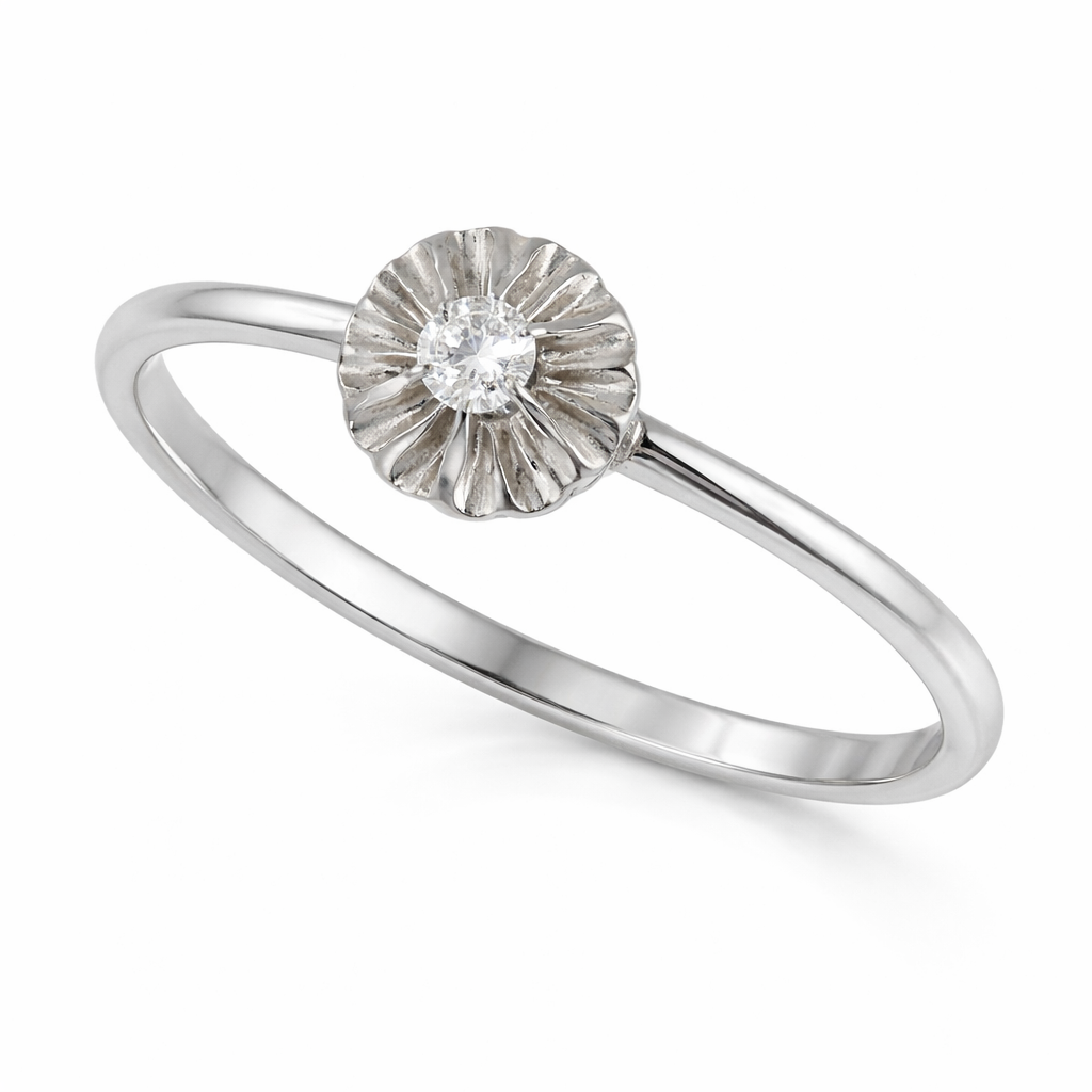 Anello - 18 carati Oro bianco Diamante (Naturale)