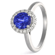 Anello - 18 carati Oro bianco - 1.28ct. tw. Tanzanite - Diamante