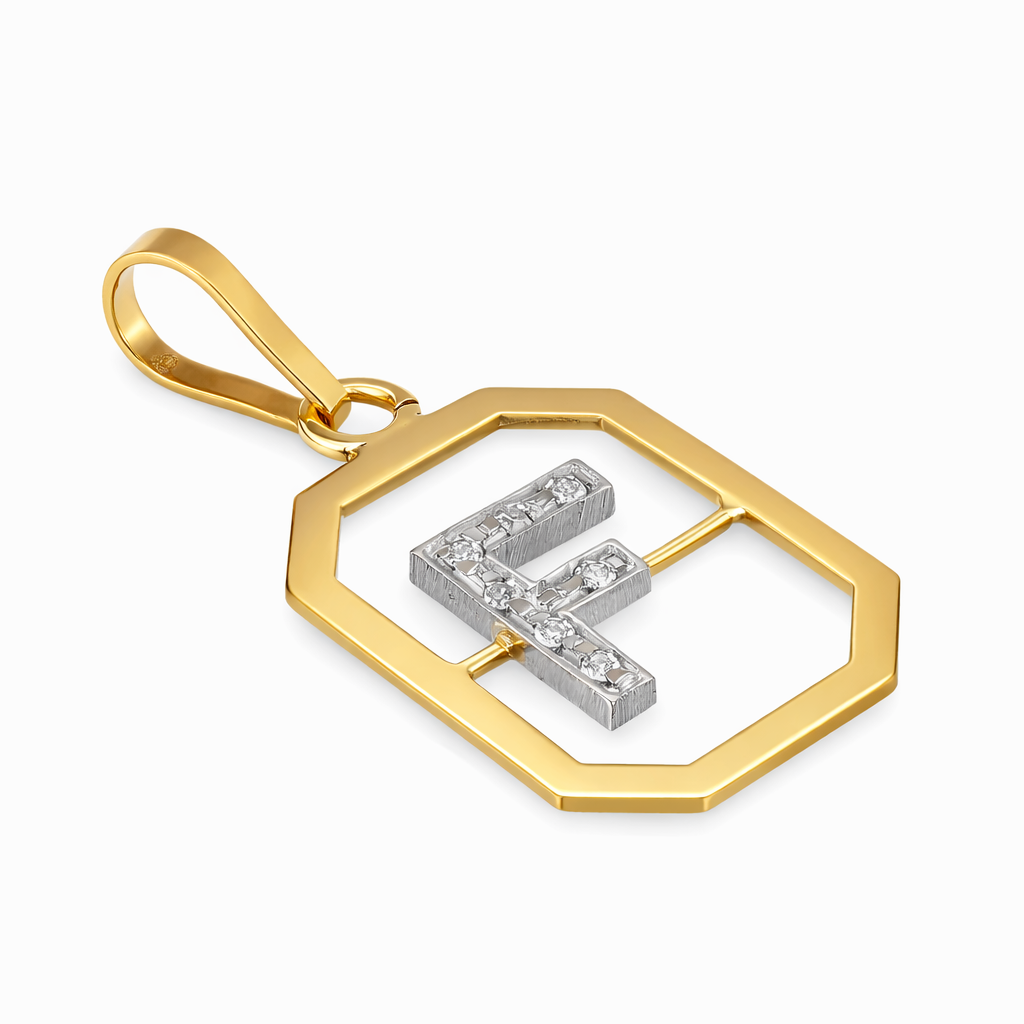 Ciondolo - 18 carati Oro giallo, Oro bianco - 0.07ct. tw. Diamante (Naturale)