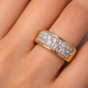 Anello - 18 carati Oro giallo, Oro bianco Diamante (Naturale) - Diamante