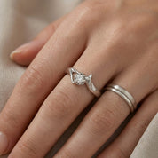 Anello - 18 carati Oro bianco - 0.05ct. tw. Diamante (Naturale) - Made in Italy - Handmade