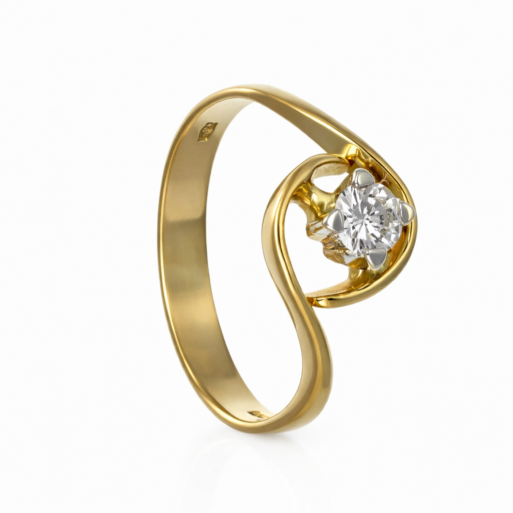 Anello - 18 carati Oro bianco, Oro giallo - 0.28ct. tw. Diamante (Naturale)
