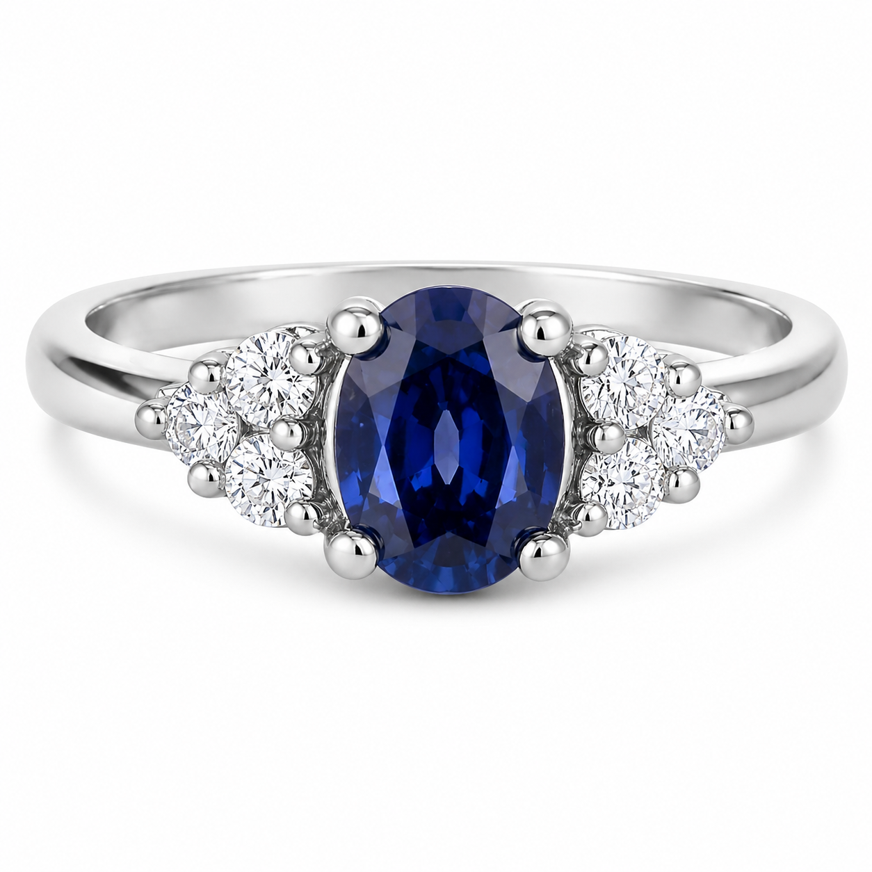 Anello - 18 carati Oro bianco - 1.01ct. tw. Zaffiro - Diamante