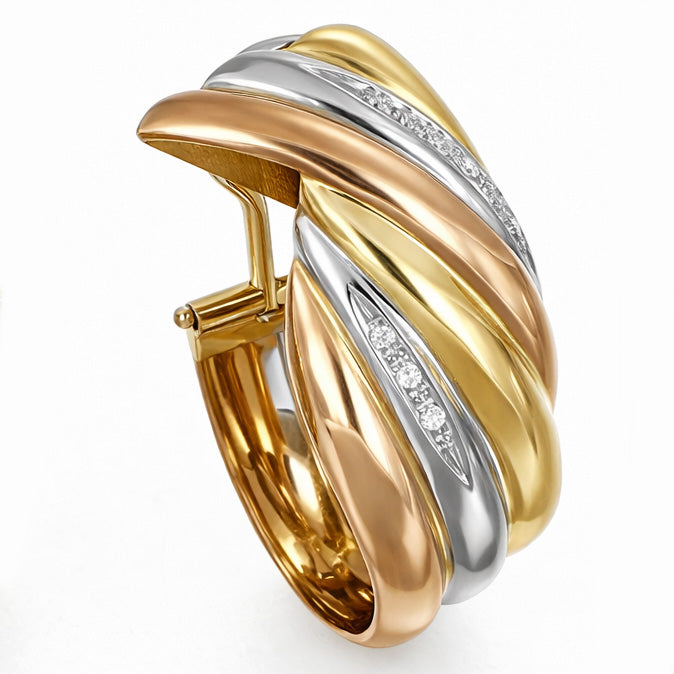 Orecchini - 18 carati Oro giallo, Oro bianco, Oro rosa Diamante (Naturale)