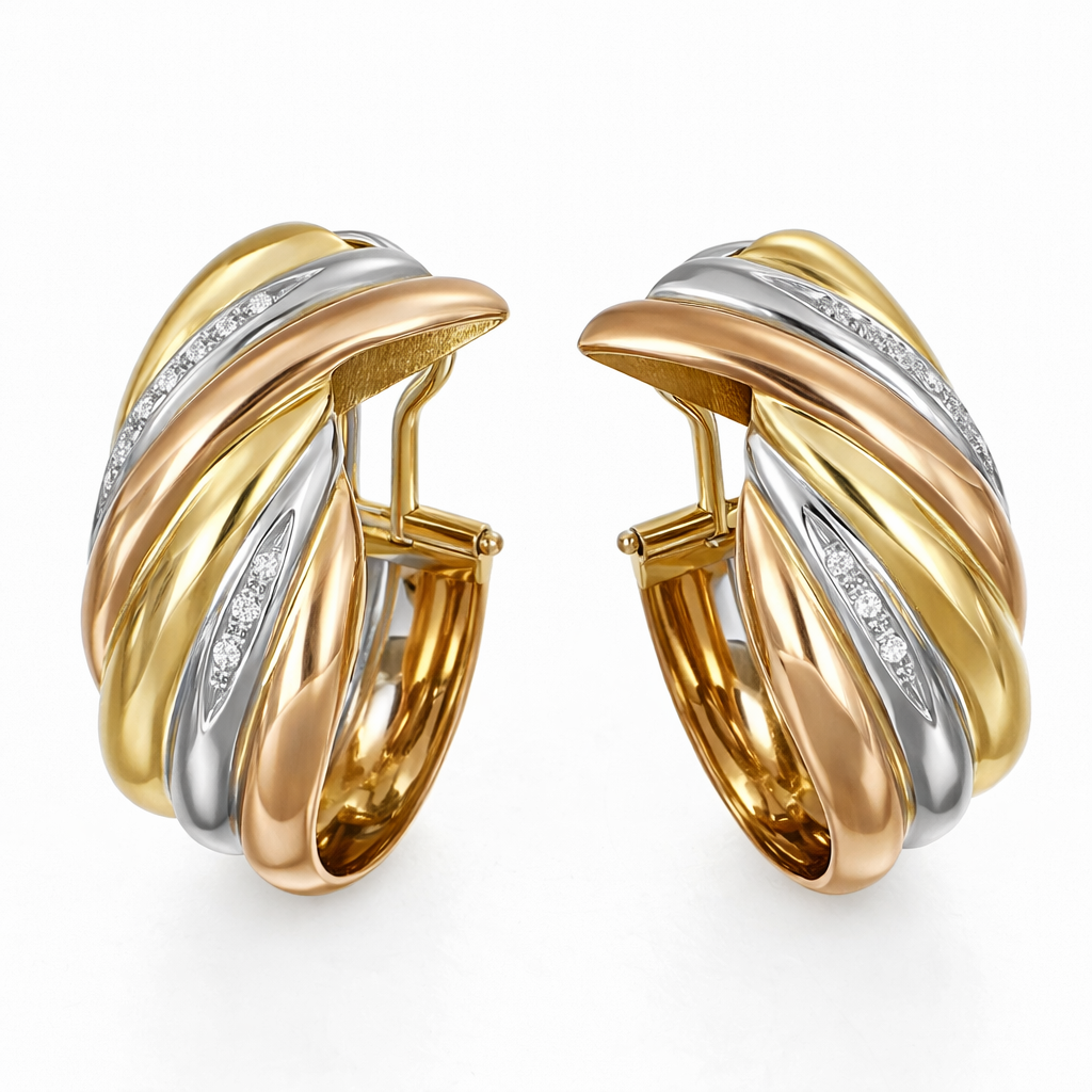 Orecchini - 18 carati Oro giallo, Oro bianco, Oro rosa Diamante (Naturale)