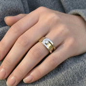 Anello da donna in oro giallo e oro bianco 18 carati con diamante naturale