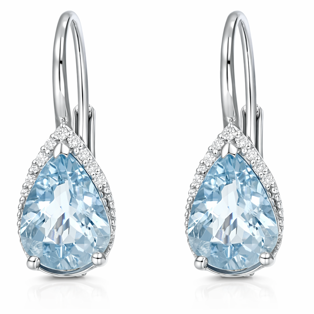 Orecchini - 18 carati Oro bianco - 2.28ct. tw. Acquamarina - Diamante