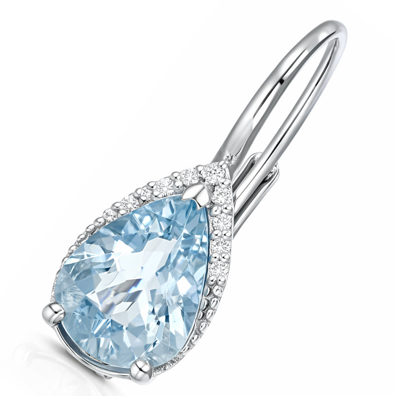 Orecchini - 18 carati Oro bianco - 2.28ct. tw. Acquamarina - Diamante