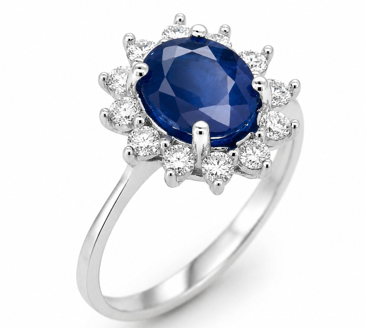 Anello - 14 carati Oro bianco - 2.32ct. tw. Zaffiro - Diamante - Made in Italy - Handmade