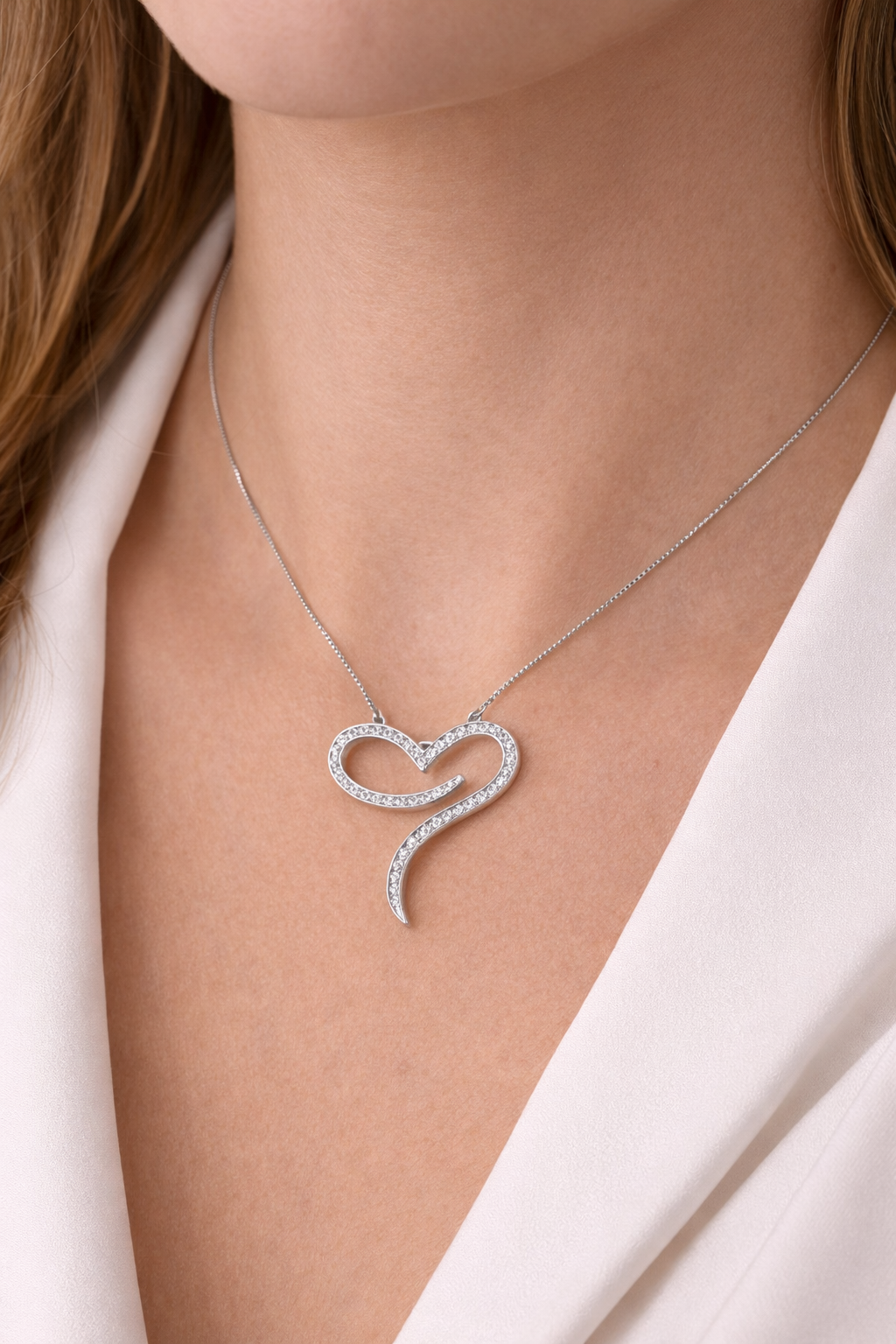 Collana con ciondolo - 18 carati Oro bianco - 0.40ct. tw. Diamante (Naturale)