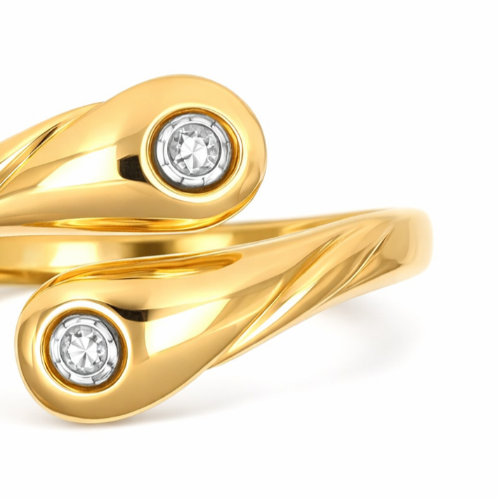 Anello - 18 carati Oro bianco, Oro giallo - 0.02ct. tw. Diamante (Naturale)