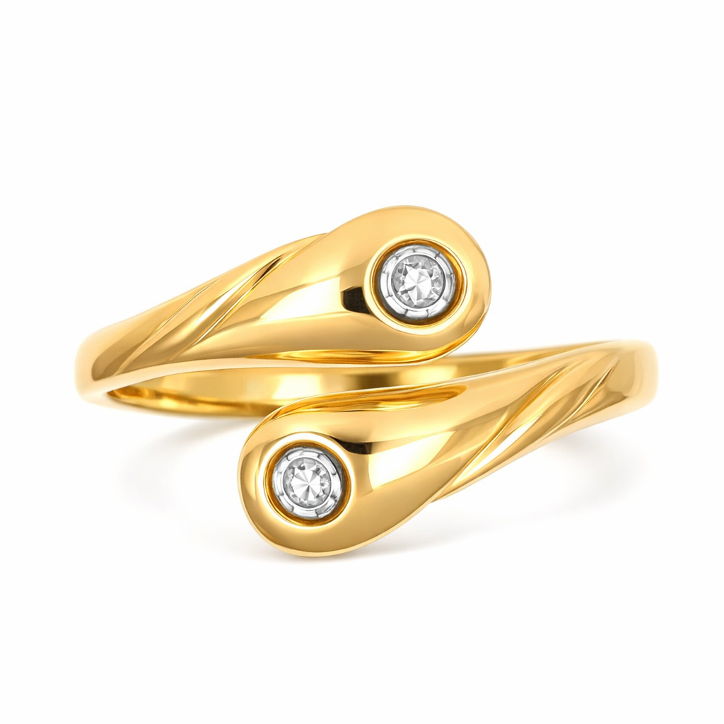 Anello - 18 carati Oro bianco, Oro giallo - 0.02ct. tw. Diamante (Naturale)