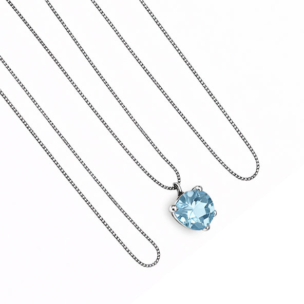 Collana con ciondolo - 18 carati Oro bianco - 0.50ct. tw. Acquamarina