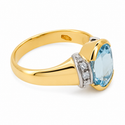 Anello - 18 carati Oro giallo, Oro bianco - 3.06ct. tw. Acquamarina - Diamante - Made in Italy - Handmade