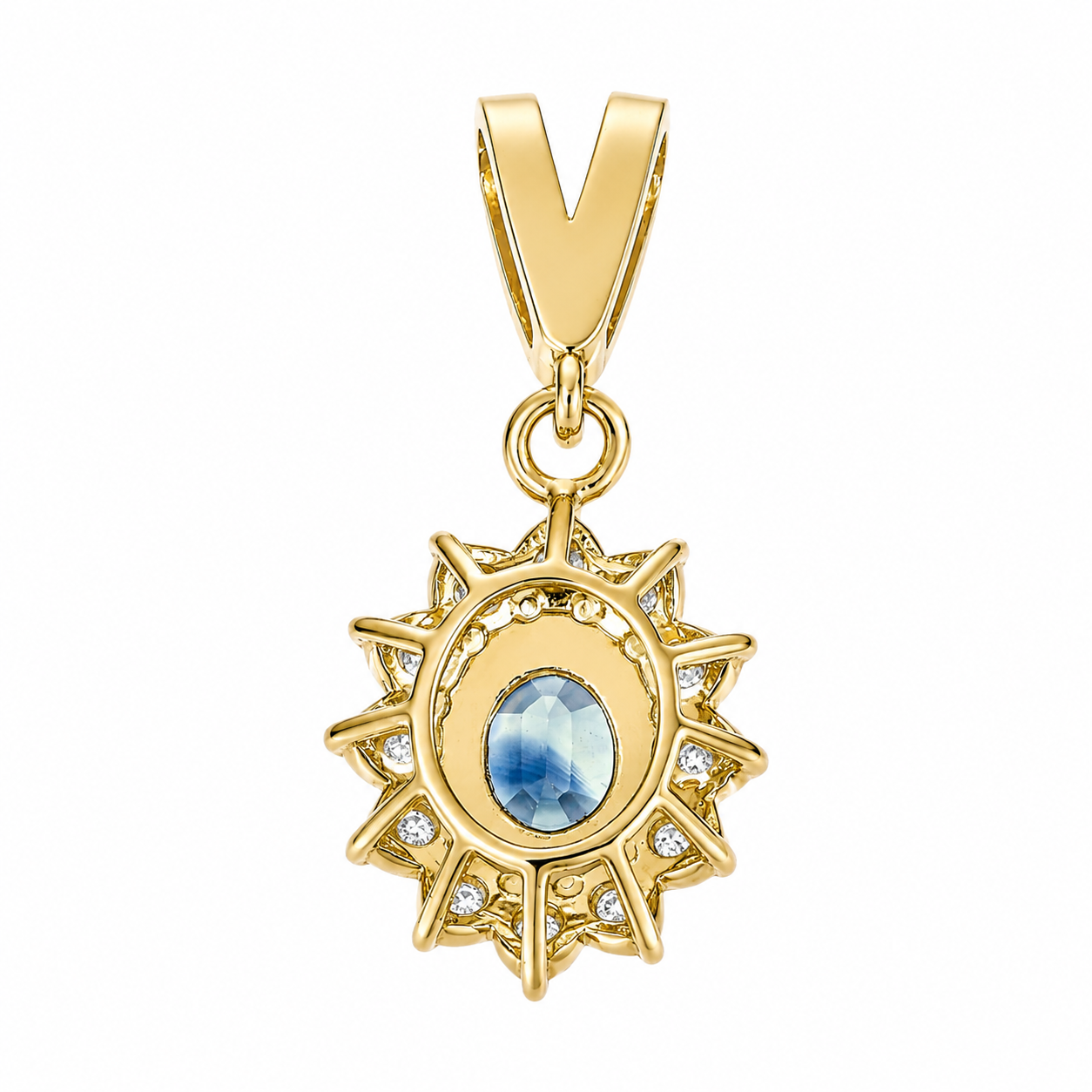 Ciondolo - 14 carati Oro giallo - 1.29ct. tw. Zaffiro - Diamante - Handmade - Made in Italy