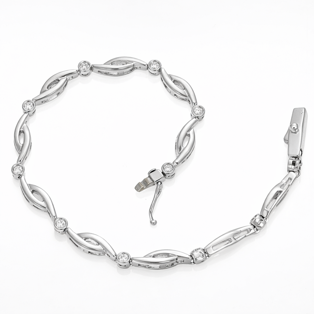 Bracciale in Oro Bianco 18 carati - zirconi