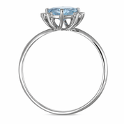 Anello - 18 carati Oro bianco - 0.91ct. tw. Acquamarina - Diamante