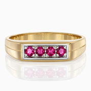 Anello - 18 carati Oro giallo, Oro bianco - 0.16ct. tw. Rubino