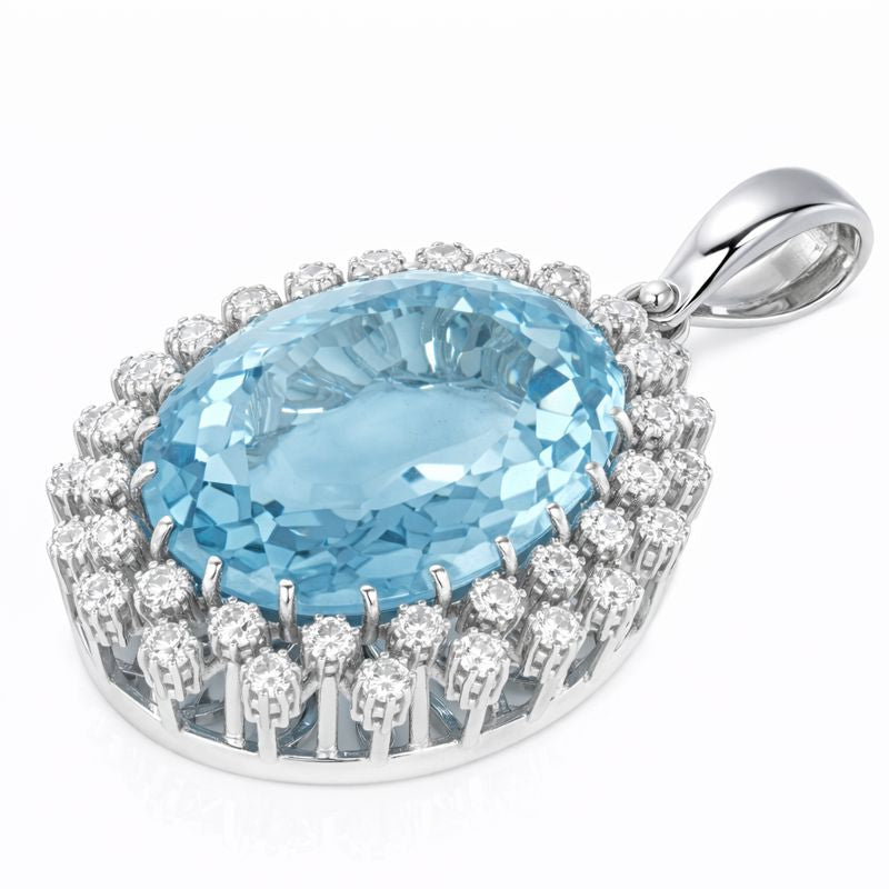 Ciondolo - 18 carati Oro bianco - 47.50ct. tw. Quarzo - Diamante