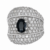 Anello - 18 carati Oro bianco - 4.30ct. tw. Zaffiro - Diamante - Made in Italy - Handmade