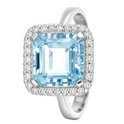 Anello - 18 carati Oro bianco Acquamarina - Diamante