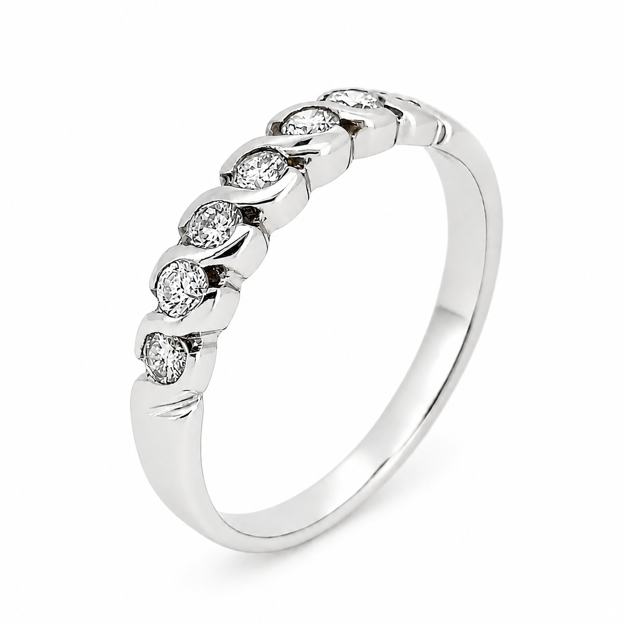 Anello - 18 carati Oro bianco - 0.175ct. tw. Diamante (Naturale) - Made in Italy - Handmade