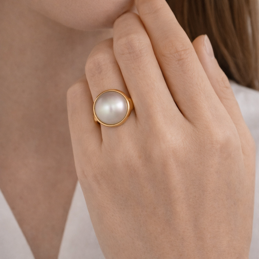 Anello - 18 carati Oro giallo - Perla