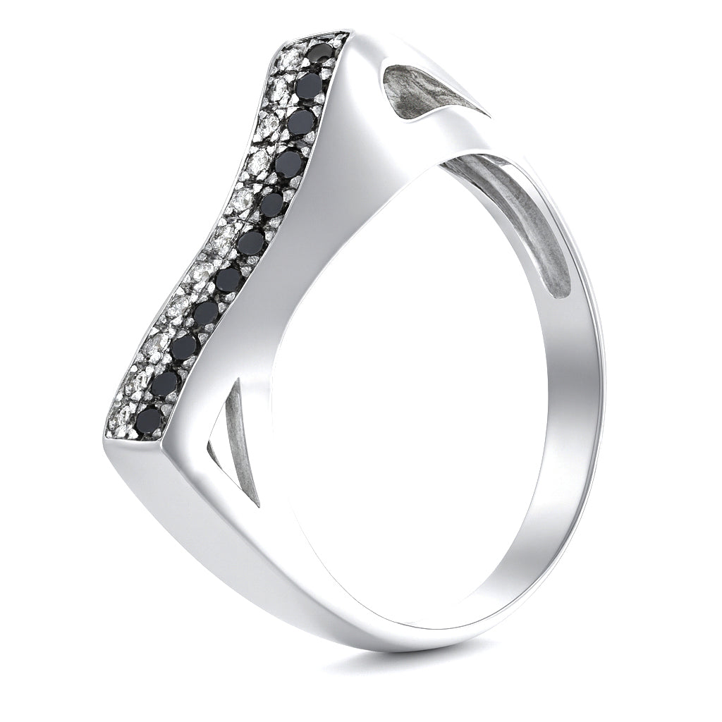 Anello - 14 carati Oro bianco - 0.24ct. tw. Diamante (Naturale)