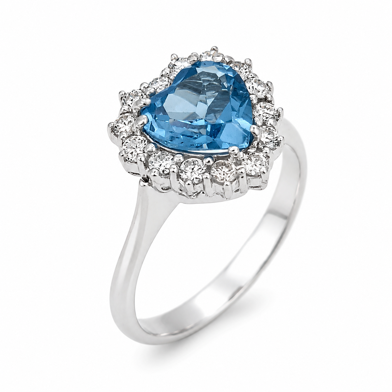 Anello - 18 carati Oro bianco- 1.38ct. tw. Topazio - Diamante - Handmade - Made in Italy