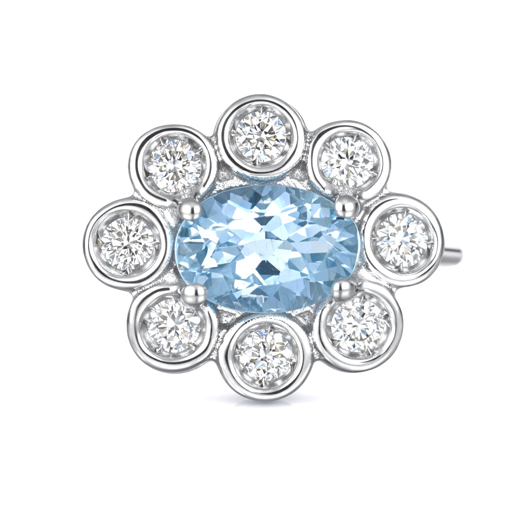 Orecchini - 18 carati Oro bianco - 2.01ct. tw. Acquamarina - Diamante