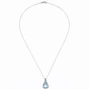 Collana con ciondolo - 18 carati Oro bianco - 1.98ct. tw. Acquamarina - Diamante