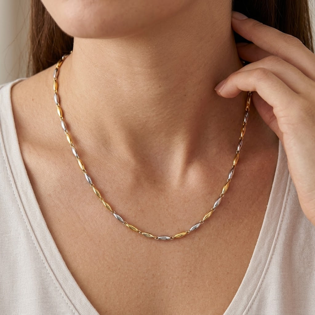 Collana - 18 carati Oro bianco, Oro giallo - Made in Italy - HandMade