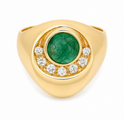 Anello - 18 carati Oro giallo - 1.14ct. tw. Smeraldo - Diamante - Made in Italy - Handmade
