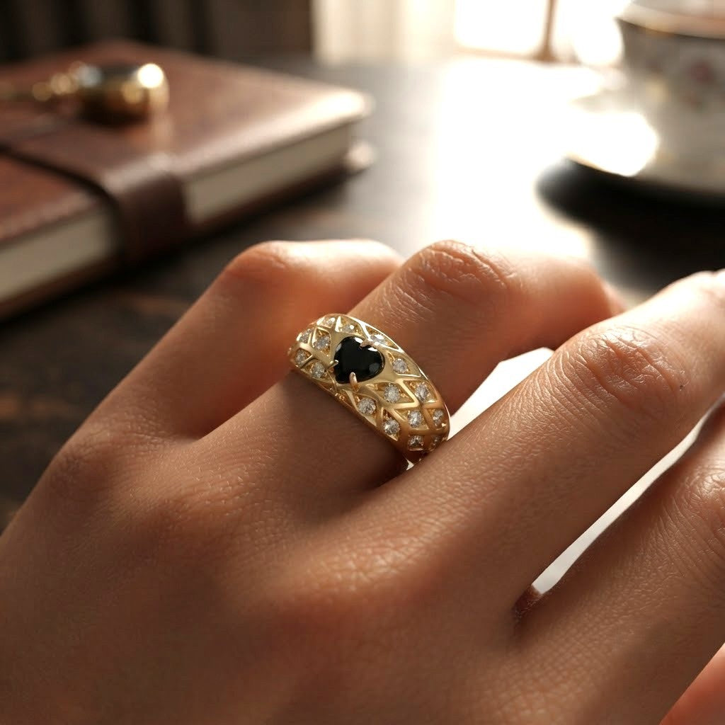 Anello - 18 carati Oro giallo - 0.41ct. tw. Zaffiro - Diamante - Made in Italy - Handmade