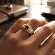 Anello - 18 carati Oro giallo - 0.41ct. tw. Zaffiro - Diamante - Made in Italy - Handmade