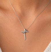 Collana con ciondolo - 18 carati Oro bianco - 0.08ct. tw. Diamante (Naturale) - Made in Italy - Handmade