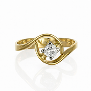 Anello - 18 carati Oro bianco, Oro giallo - 0.28ct. tw. Diamante (Naturale)