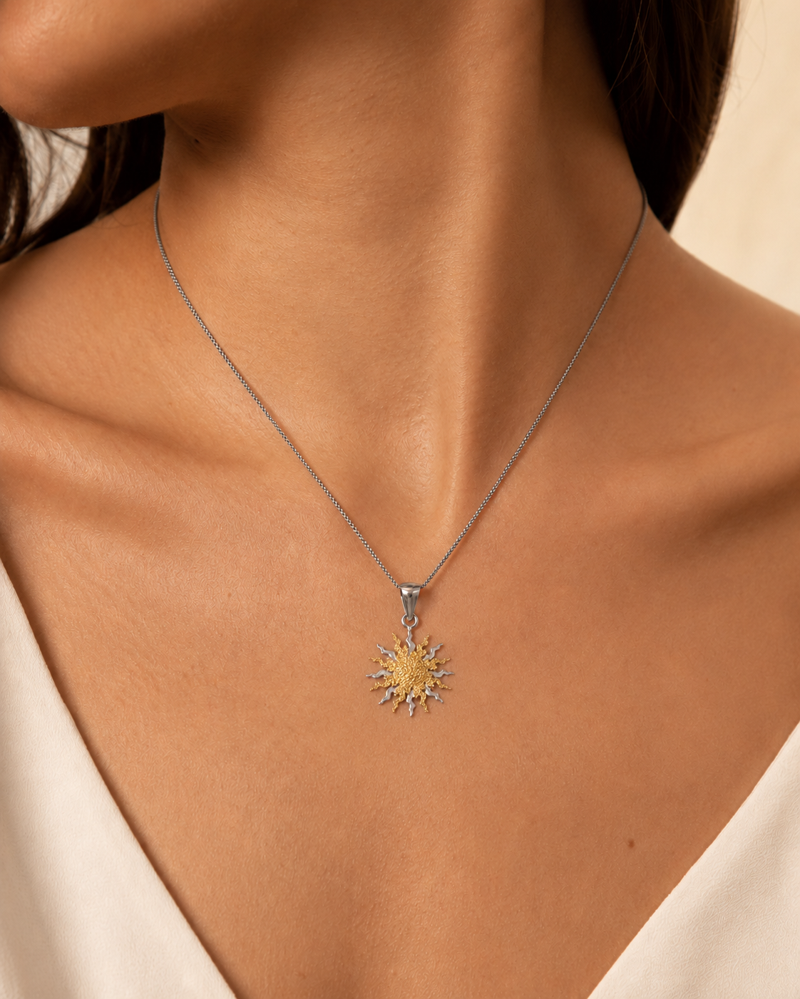 Collana con ciondolo - 18 carati Oro giallo, Oro bianco - Made in Italy - Handmade