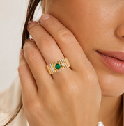 Anello - 18 carati Oro giallo, Oro rosa, Oro bianco - 0.68ct. tw. Smeraldo - Diamante - Made in Italy - Handmade