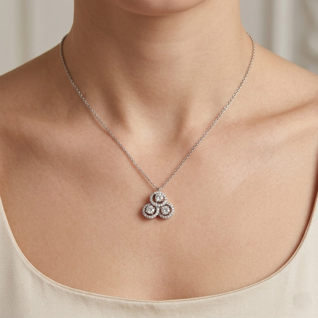 Collana con ciondolo - 18 carati Oro bianco - 0.87ct. tw. Diamante (Naturale)