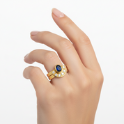 Anello - 18 carati Oro giallo - 0.32ct. tw. Zaffiro - Diamante