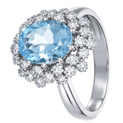 Anello - 18 carati Oro bianco - 3.75ct. tw. Topazio - Diamante